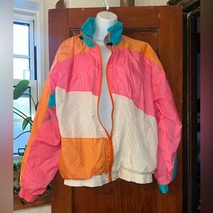 Marina Bay Vintage Women’s Zip Front Lined Colorblocked Track Jacket Size Medium